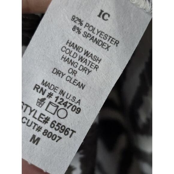 IC by CONNIE K Women's Brown White Flared Open Half Sleeve Tunic Blouse Size M - Picture 7 of 9